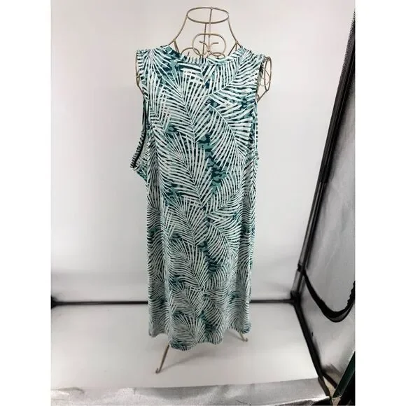 Zuda Palm Leaf Print Active  Dress Sleeveless Plus Size 3X - Picture 5 of 10